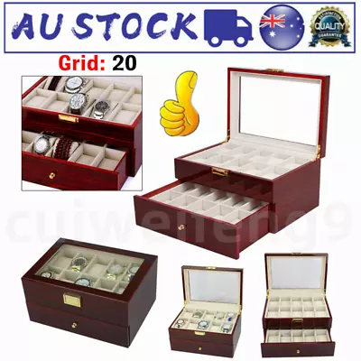 20 Slots Wood Watch Box Men Women Jewelry Storage Case Watch Display Organizer • $65.99