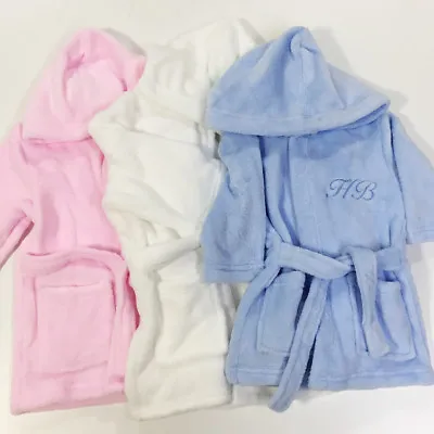 Personalised Baby Robe Bath Embroidered Dressing Gown Initials Gift Monogram • £14.99