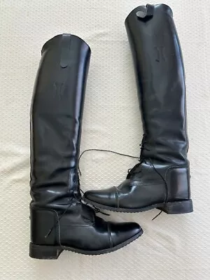 Vintage Black Equestrian English Tall Leather Riding Boots USA Women's Size 8 • $35