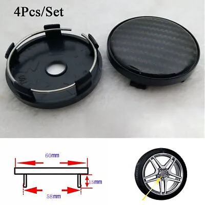 4Pcs 60mm/58mm Carbon Fiber Pattern Car Wheel Center Hub Caps Decorative Covers • $26.71