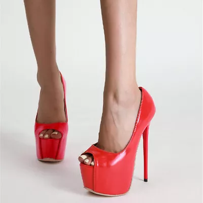 Sexy Womens Open Toe Stilettos Club Party Shoes High Slim Heels Platform Sandals • $56.19