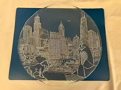 Marshall Fields Chicago Skyline Glass Platters / Trays - 13  - Two Available! • $15