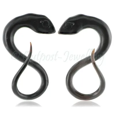 £22.98 • Buy Pair Snake Ear Piercing Spiral Plug Carved Horn Serpent Dragon Stretcher Taper 