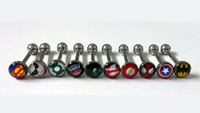 Surgical Steel Superhero / Film Logo Tongue Bar Barbell Piercing • £2.95