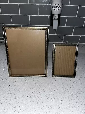 Vintage Brass Gold Tone Metal Picture Frame Art Deco Corners ORNATE Pair • $19.99