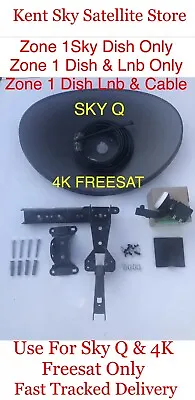 £29.99 • Buy Zone 1 Sky Q Dish Only & Dish & Lnb Only, Full Sky Q 4k Freesat Cable Kit🇬🇧