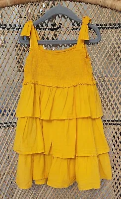 Girls Mayoral Dress Size 6 Yellow Layers Stretch Spring Summer • $11