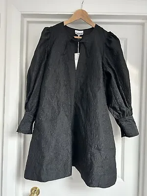 £130 • Buy Bnwt Ganni Black Jacquard Organza Dress De40 Uk 14 16