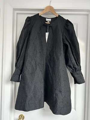 £130 • Buy Bnwt Ganni Black Jacquard Organza Dress De40 Uk 14 16