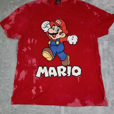 Super Mario Bros. “MARIO”  Tye-Dye Short Sleeve T-Shirt - Size 2X-Large Red • $15.25