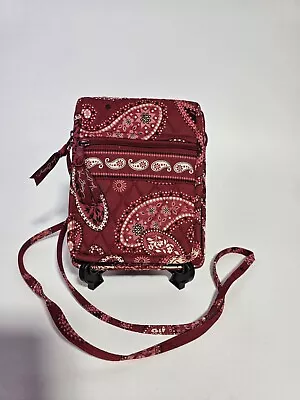 Womens Vera Bradley Cross Body Hipster Bag Red Mesa Pattern Retired Purse • $17