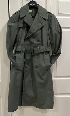 VTG Military Rolane Raincoat Quarpel Army Green 274 Trench Coat USA Sz MENS 34S • $23