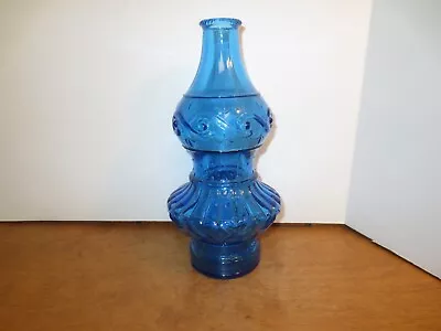 WHEATON BOTTLE - BLUE OIL LAMP  BOTTLE - Ornate - 1970 • $22