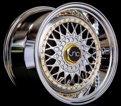 JNC Wheels Rim JNC004S Platinum Gold Rivets 15x8 4x100/4x114.3 ET20 • $229.88