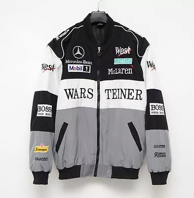 Men's RARE Vintage Racing Mercedes Benz McLaren Gray Bomber Jacket Size XL • $220