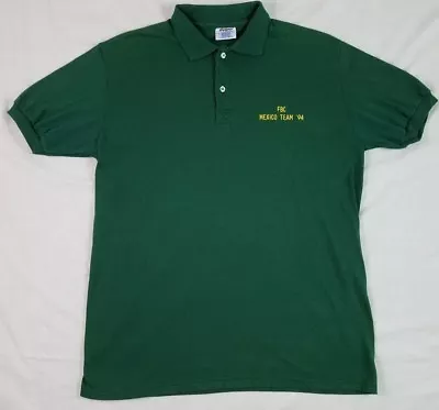 1994 FBC MEXICO TEAM Mes Polo Shirt XL SOCCER GREEN VTG USA STEADMAN Rare SS • $9.45