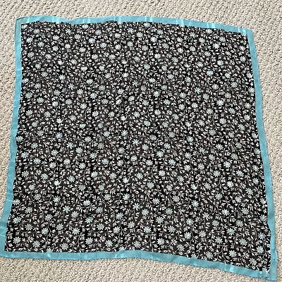 Vintage Talbots 100% Silk Turquoise Floral Silk 21  Square Scarf • $15.25