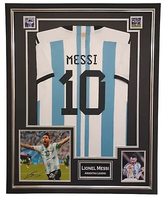 Autographed And Framed MESSI Of Argentina Signed Photo With Shirt Jersey • £995