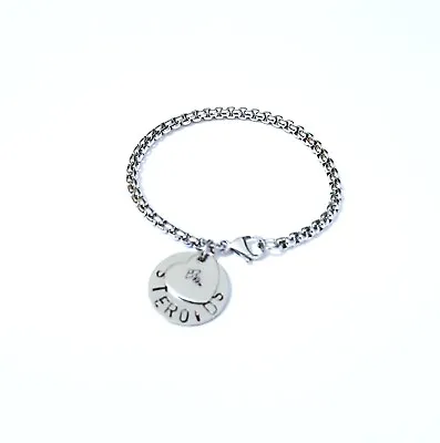 Medical Alert Bracelet SOS Strong Stainless Steel Box Chain & Disc & Heart XL 9  • £7.50