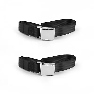 Ford Mustang 1967 - 1970  Airplane 2pt Black Lap Bucket Seat Belt Kit - 2 Belts  • $62.07