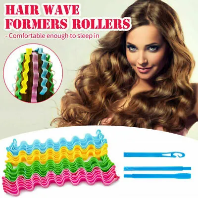 12/24pc No Heat Magic Hair Curlers Spiral Curls Wave Styling Hair Rollers Kit UK • £3.90
