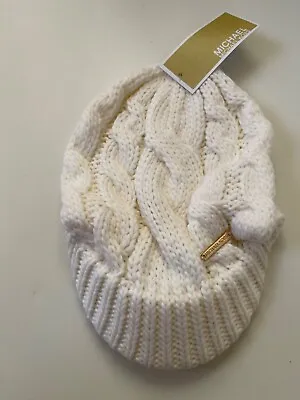 Michael Kors Access Cable Knit Cap Hat Beanie Cream Retail $58 New • $14.39