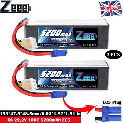£136.59 • Buy 2x Zeee 22.2V 6S LiPo Battery 5200mAh EC5 100C For RC Car Boat Airplane RC Drone