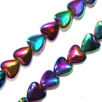 Magnetic Hematite Stone Jewelry Beads Rainbow Color Heart Beads 6mm Bead Hr12 • $11.99