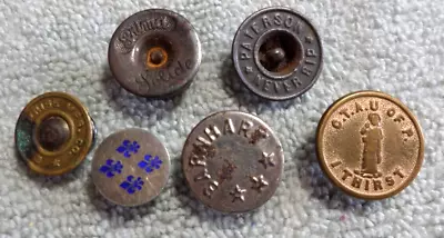 Lot Of 6 Vintage Stud Overall Work Buttons 1/2  TO 3/4  Inch • $18