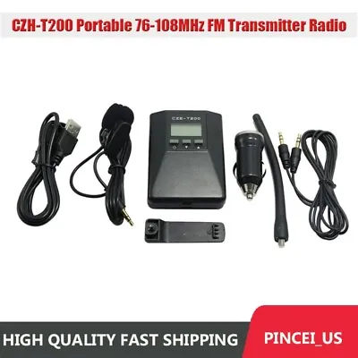 CZH-T200 Portable FM Transmitter Radio Broadcast Stereo Mono Power Adjustable • $37.02