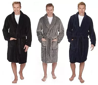 New Men's Luxury Fleece Collared Dressing Gown Robe By Pierre Roche Size M-2XL • £12.99