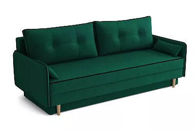 Sofa Bed With Storage Container Bonell Springs Upholstered Back New BLANKA • £495