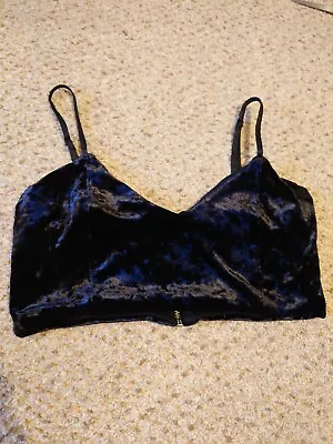 Pins And Needles Black Velvet Effect Cropped Strappy Bra Top Size M • £0.99