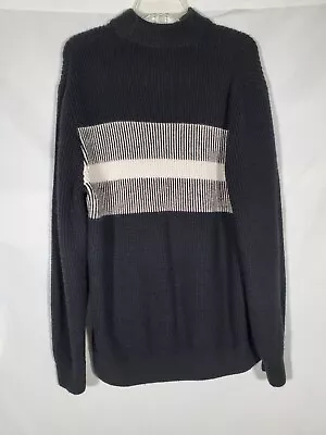 H&m Black White Mock Knit Turtleneck Oversized Sweatshirt Sweater Mens Large • $19.99