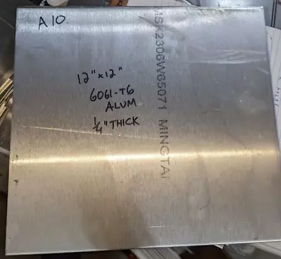 FREE SHIPPING!! 12  X 12  Aluminum Sheet/Plate [6061-T6] 1 Piece .250 /1/4  Thi • $23.95