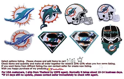 MIAMI DOLPHINS  Football Logo Patch Embriodery From Thai 🛫To🛬USA🚚USPS Agent. • $12.99