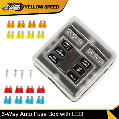 6-Way Car Marine Waterproof Fuse Box Block Holder With LED Indicator For 12V/24V • $11.79