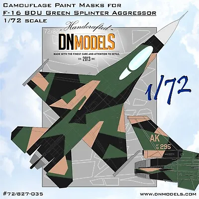 Camouflage Paint Masks F-16C Viper BDU Green Splinter Aggressor 1/72 DN Models • $25.99