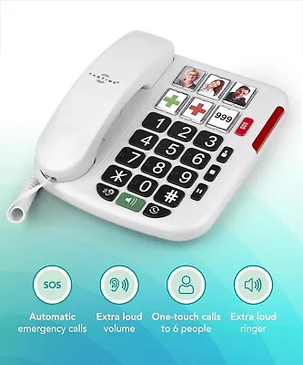 18Big Button Landline Phone For Elderly Hearing Aid Compatible Phone With... • £20