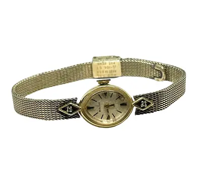 $254.99 • Buy Vintage 14k Yellow Gold Bulova Ladies 23 Jewel Diamond Wrist Watch