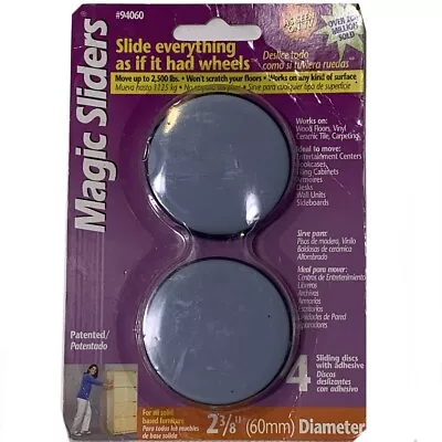 Magic Sliders Plastic Floor Slide Gray Round  2-3/8 In 4 Pk Self Adhesive #94060 • $9.99