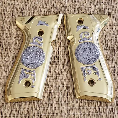 Beretta 92 92FS 96 Custom Grips Scroll MEDUSA Logo Gold Plated Screws Included • $71.10