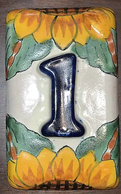 Talavera Tile House Number 1 Sunflower Design Raised Mexico Ceramic Handmade 3D • $2.88