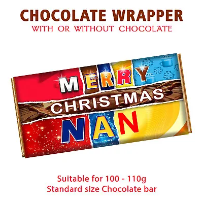 Merry Christmas Nan Xmas Chocolate Bar Wrapper Novelty Gif Present For Grandma • £1.99