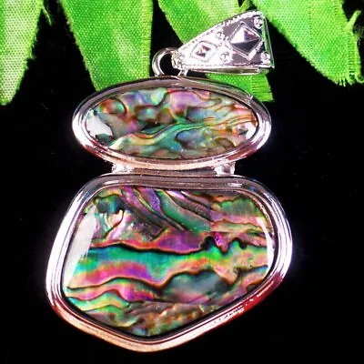 55x45x6mm Wrapped Abalone Shell Freeform Pendant Bead SH016 • $9.35