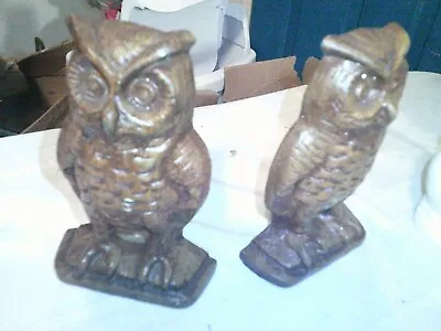 Old Cast Iron Owl Bookends Plus Pair Salt Owls • $35.99