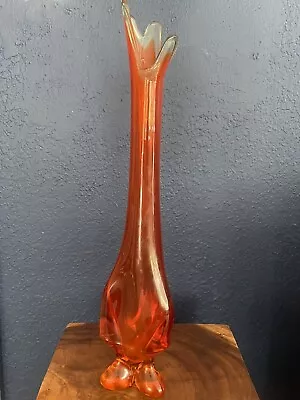 Viking Amberina Three Toe Swung Vase 20” • $75