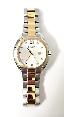 Bulova Men's Diamond Accent Date Indicator Two-Tone Watch 98D125 Stainless • $131.74