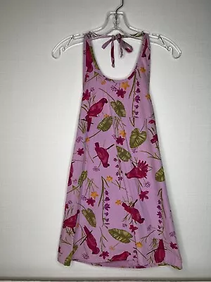 Mulberribush Girls 12 Pink Lavender Tropical Parrot Dress • $6