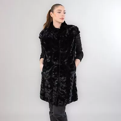 Real Black Mink Fur Vest With A Collar Exterior Side Pockets And Button Closure • $600